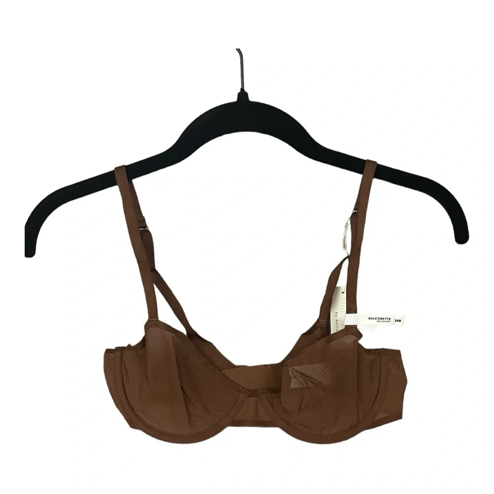 Aerie SMOOTHEZ‎ Mesh Unlined Bra in Universe Brown 34B NWT